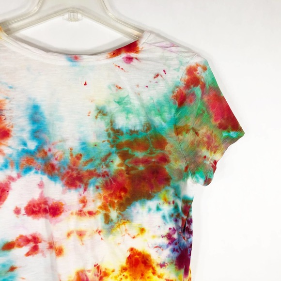 Merona Womens Size XL Top Tie Dye‎ Enemies to Lovers Red Blue Handmade 1159 - Picture 3 of 9